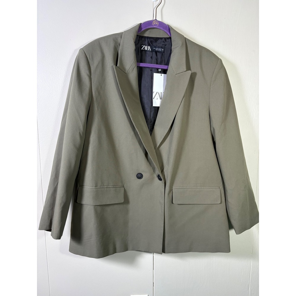 Zara XL Oversized Double Breasted Blazer Jacket Boyfriend Office Siren Corporate